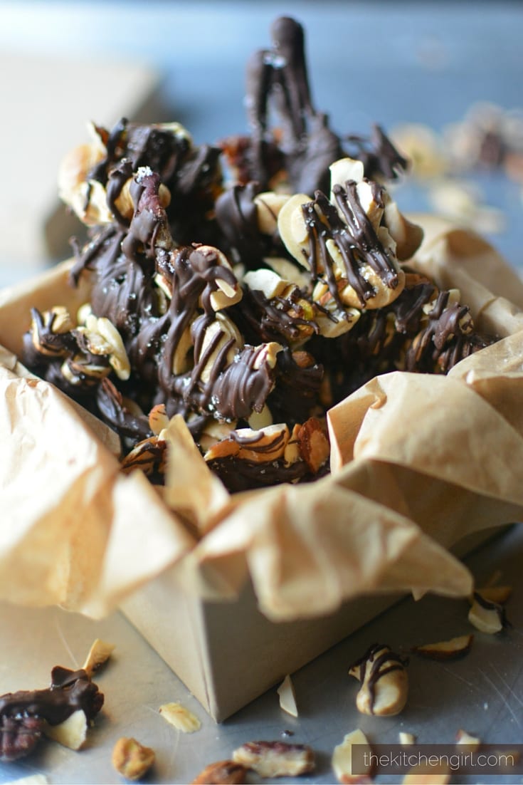Black Truffle Salted Dark Chocolate Drizzled Nuts The Kitchen Girl