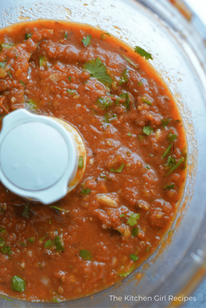 homemade salsa in bowl of a food processor