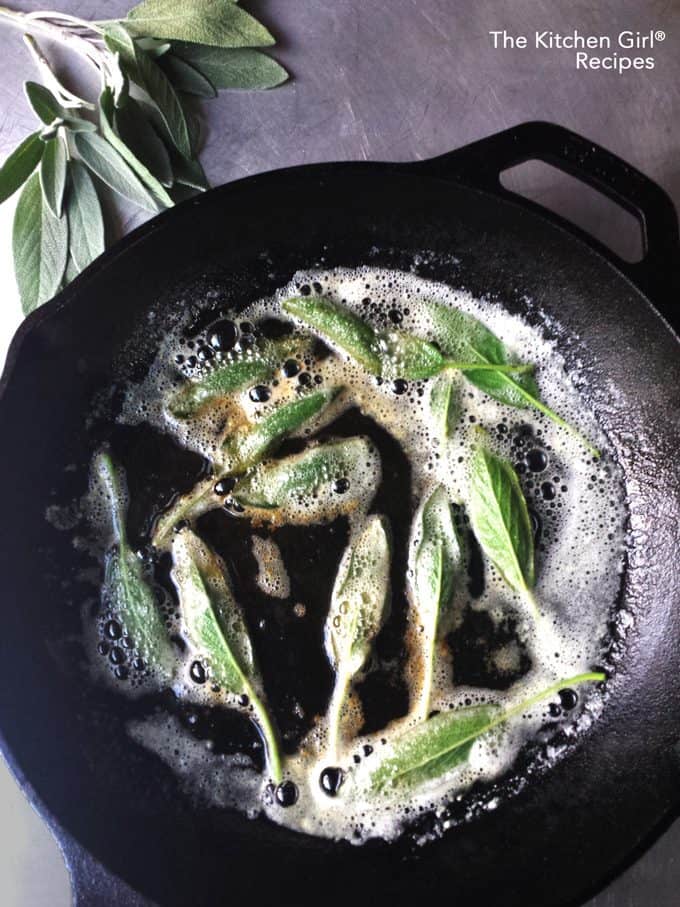fresh sage leaves frying in butter