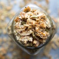 Easy homemade granola with whole oats, almonds, flax, chia, hemp, and coconut. Maple sweetened #vegan #glutenfree #flax #chia #hemp #breakfast #healthybreakfast #topping #healthyrecipe
