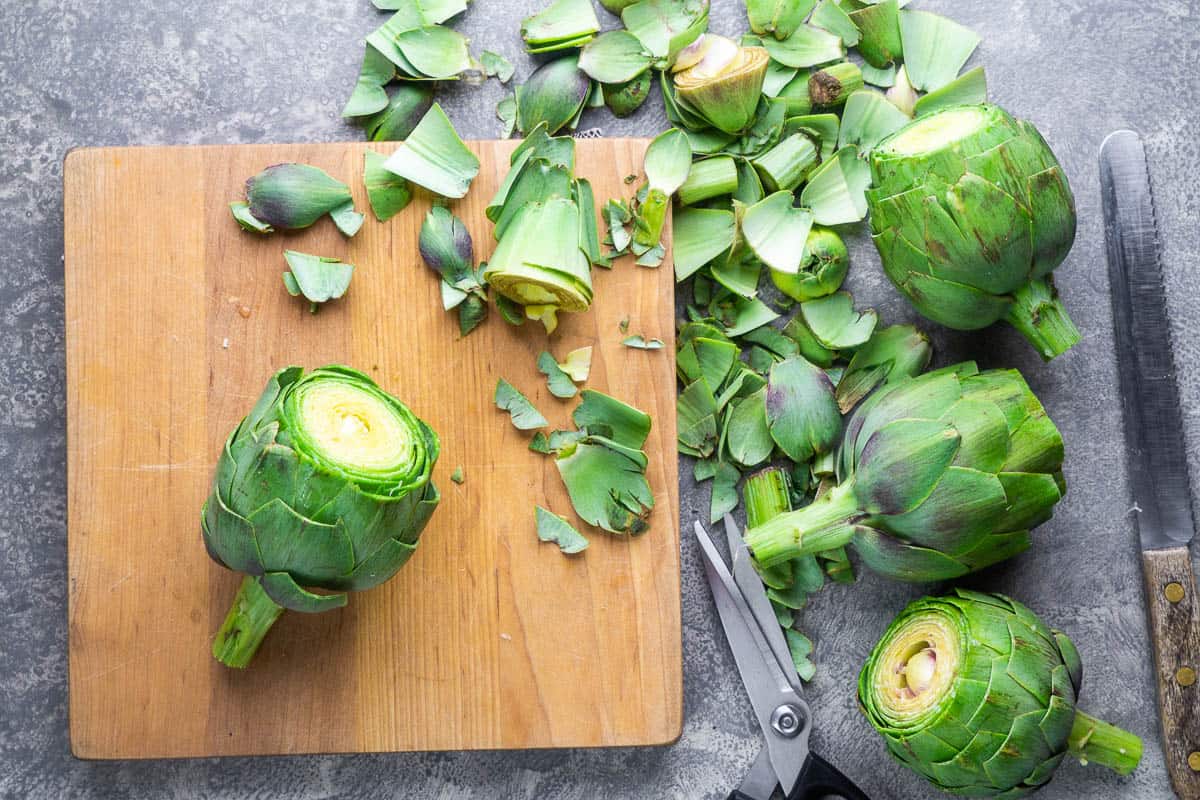 Prepping whole artichokes to cook in the Instant Pot
