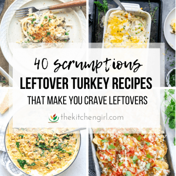 4 up image of leftover turkey recipes with title text overlay