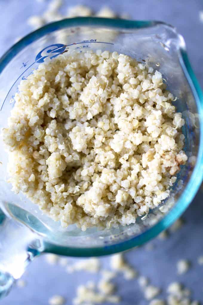 Cook quinoa in glass measuring cup
