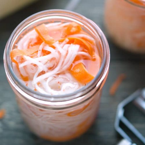 Quick Pickled Carrots and Daikon Vietnamese banh mi sandwich topping