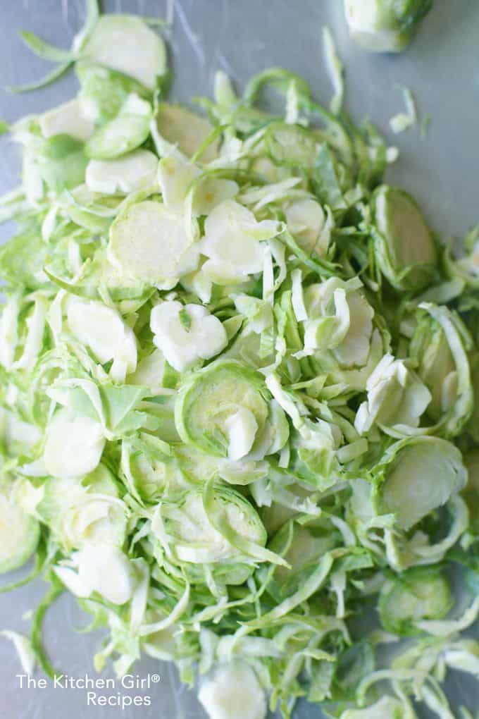 sliced Brussels sprouts in a pile