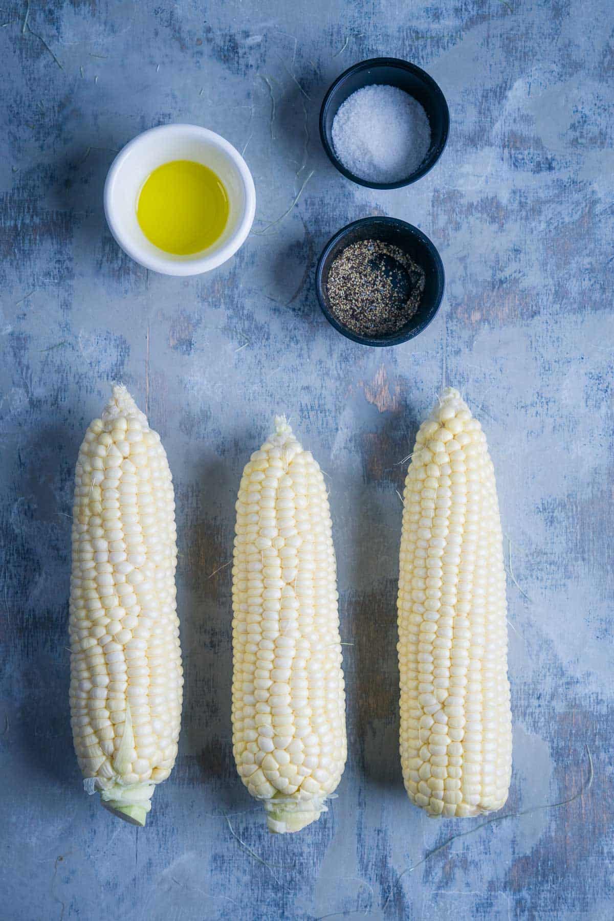 air fryer corn on the cob ingredients measured and labeled