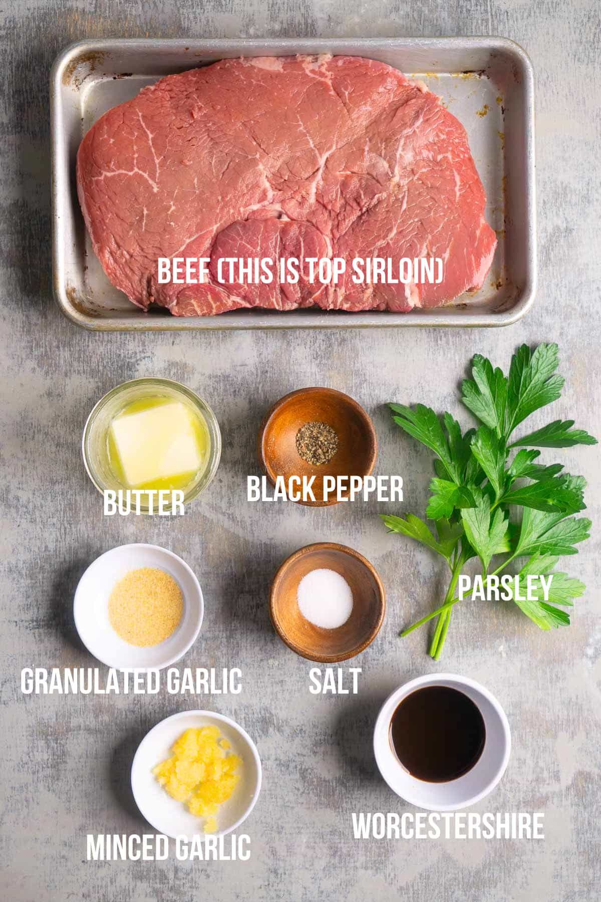 air fryer steak bites ingredients mise en place