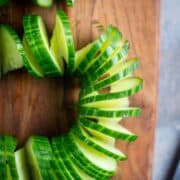 up close view of spiral sliced cucumber