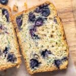 slice of blueberry zucchini bread