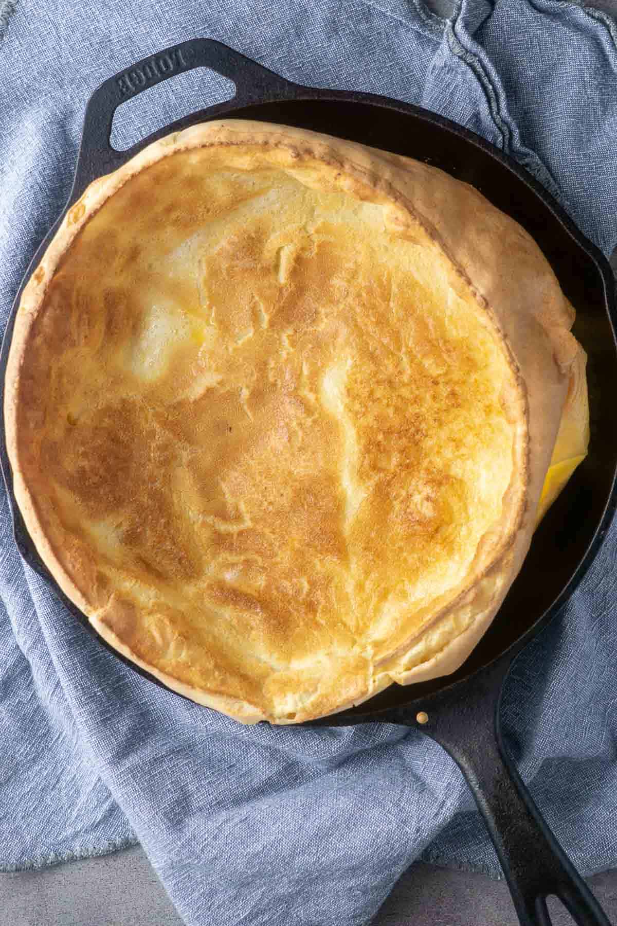 baked dutch baby in cast iron skillet