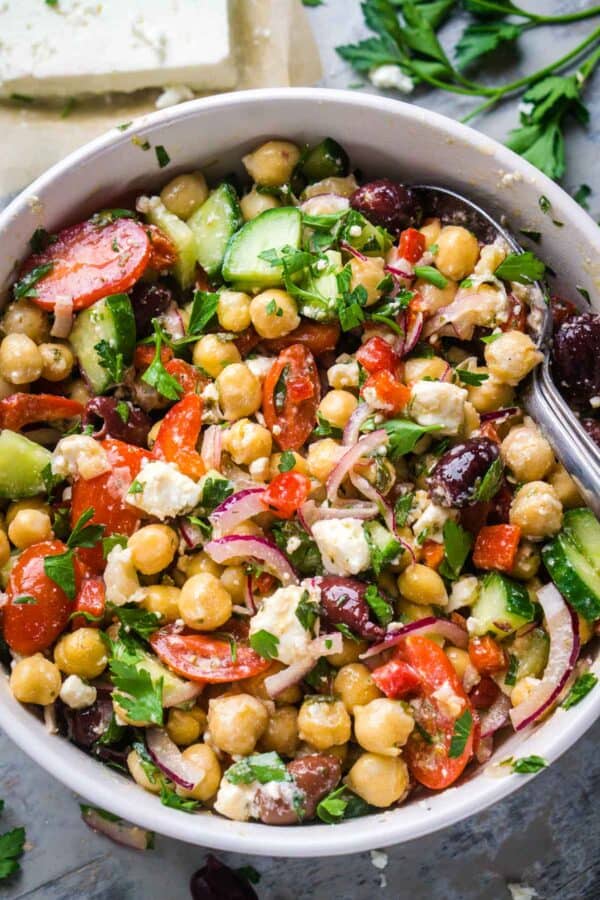 Chopped Greek Chickpea Salad - The Kitchen Girl