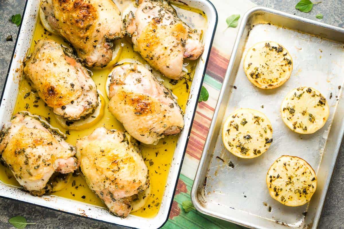 Greek Lemon Roasted Chicken Thighs The Kitchen Girl