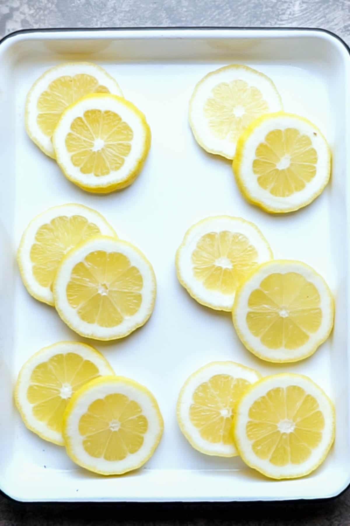 6 lemon beds on white baking sheet