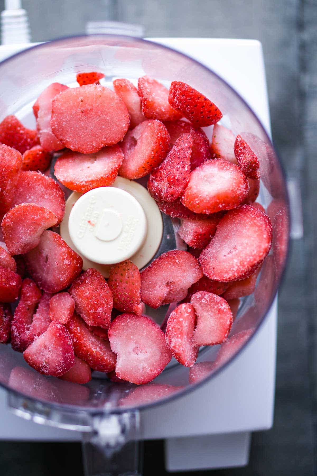 frozen strawberries in food processor