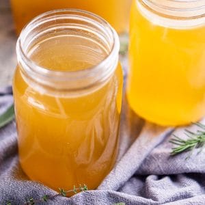 Turkey stock in glass canning jars